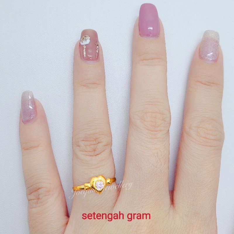 cincin setengah gram emas muda love berbagai mata