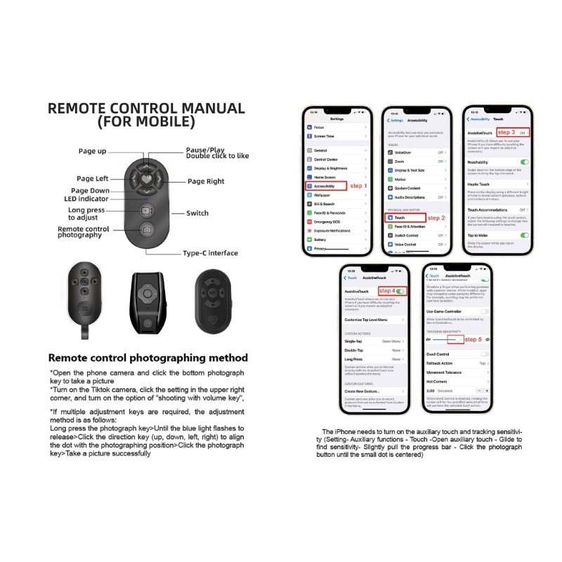 Btsg Remote Control Self-timer Kompatibel Bluetooth Tipe-C Charge Untuk Belokan Halaman eBook