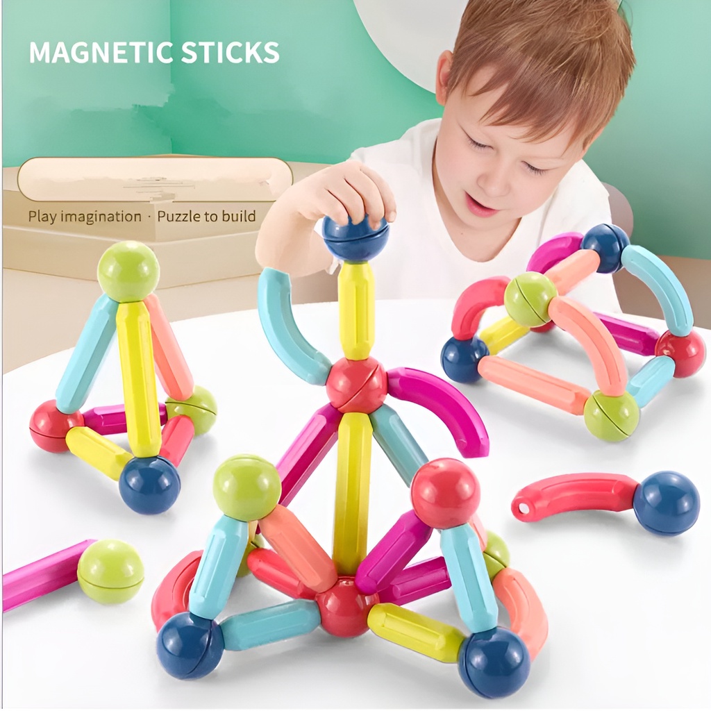 Stick Puzzle Magnetic | Mainan Seru Untuk Keluarga | Mainan Edukasi Anak Perempuan 2-3-4-5-6-7 Tahun | Kado Ultah Anak Laki Laki