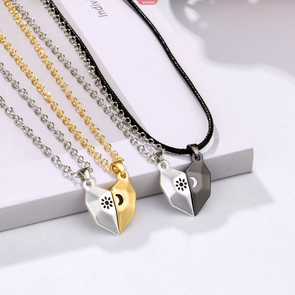 Indah fashion Berharap Batu Berharap Pasangan Kalung splicing Cinta Kreatif Matahari Dan Bulan magnetite Liontin Perhiasan Hadiah Hari Valentine [ZXL]