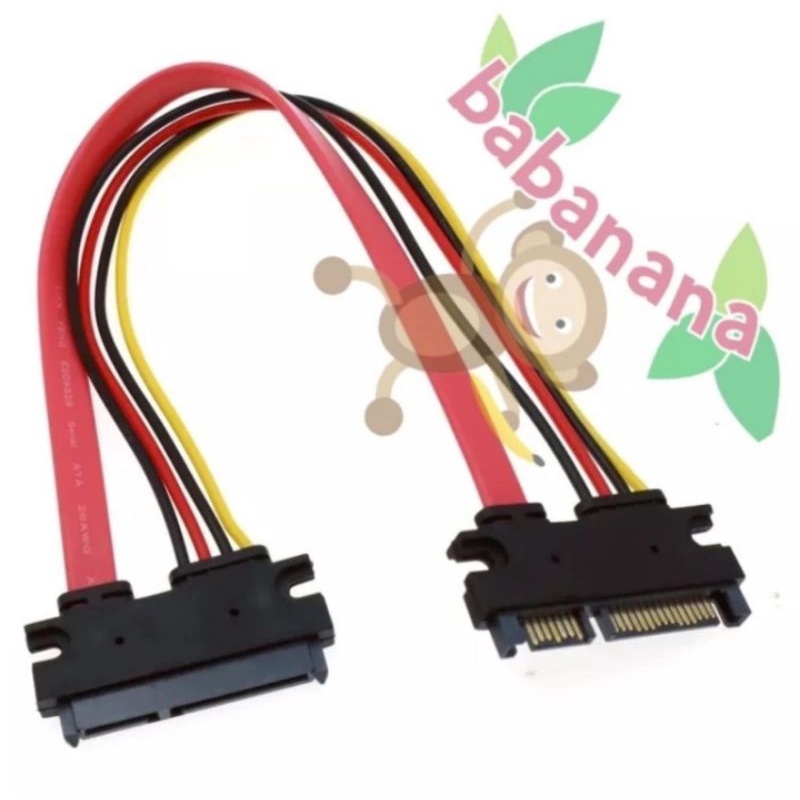 Sata Data Power extension cable combo hdd ssd male female 22 15+7 pin kabel perpanjangan