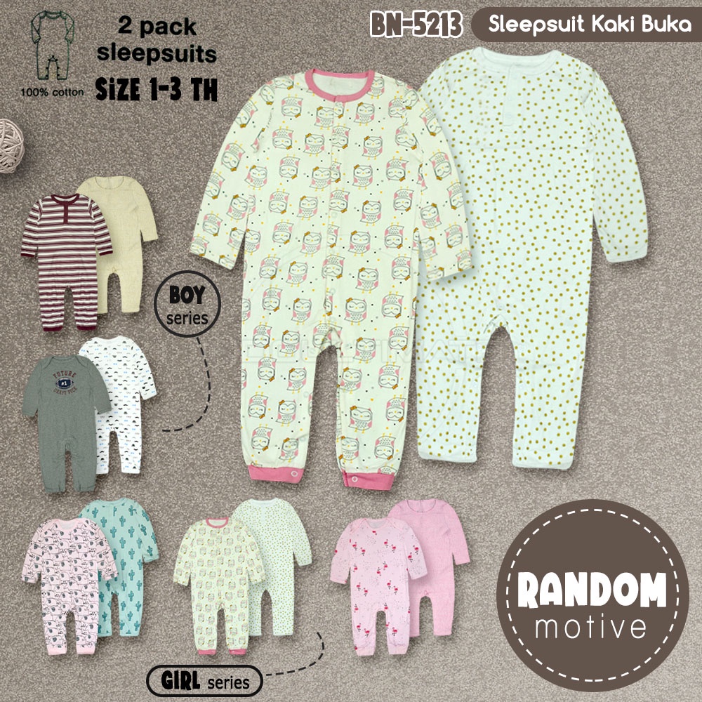 2in1Sleepsuit Bayi Kaki Buka Jumsuit Bayi Baru Lahir Jumper Baby Newborn Piyama Baju Tidur Bayi BN-5213