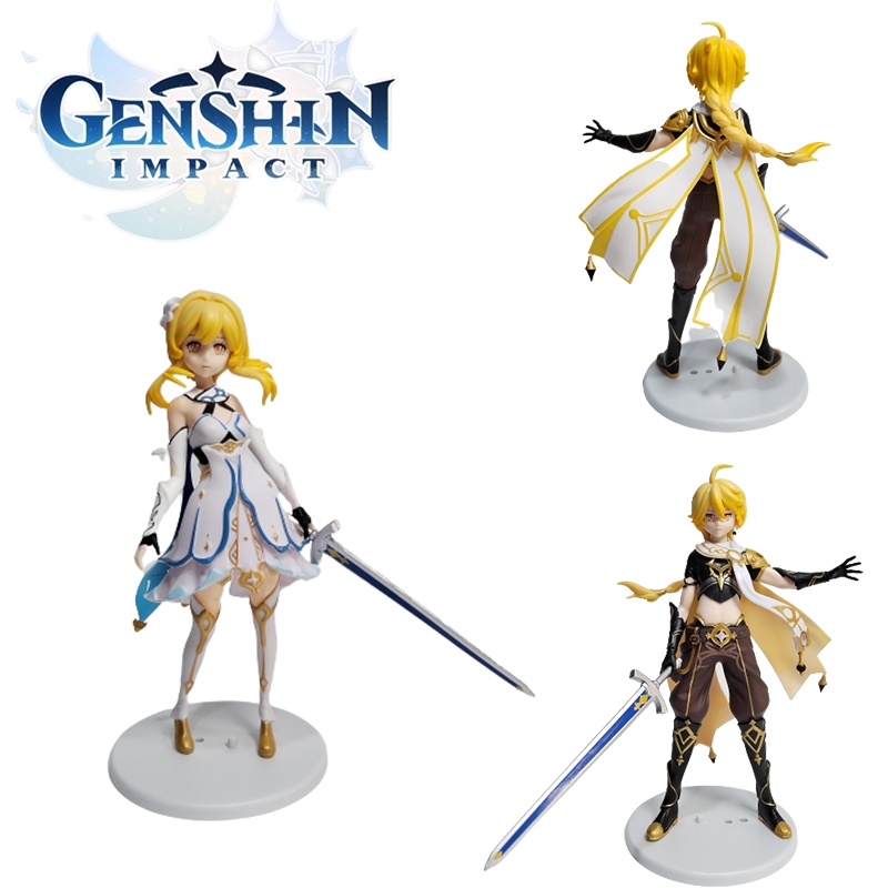 Game Genshin Impact Karakter Traveller Lumine Gambar Anime Aether Figure Collection Model Dewasa Anak Mainan Ulang Tahun