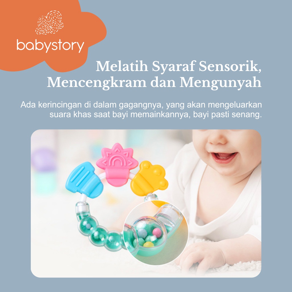 Gigitan bayi Teether Mainan gigitan bayi Mainan Rattle Genggam Bayi Gigitan Empeng Plastik Dengan Teether Gigitan bayi teether