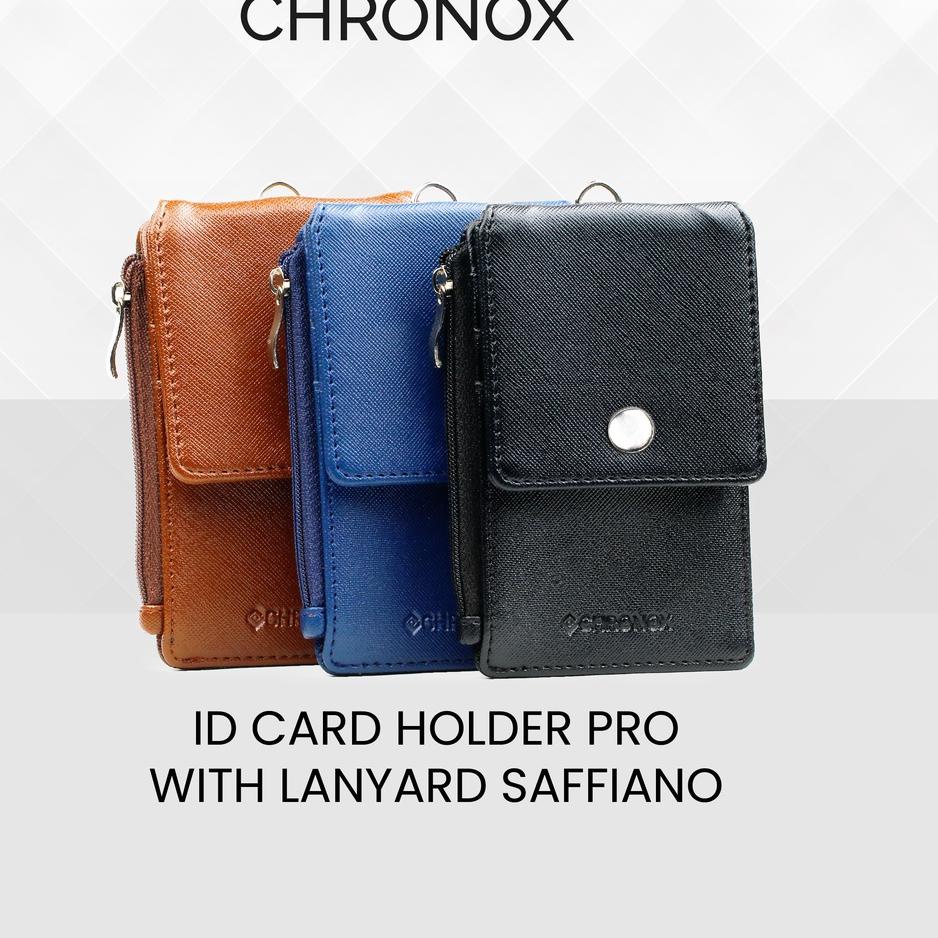 

TERBAIK Chronox Lanyard ID Card Holder PRO SAFFIANO Fiber Pria Wanita (Gantungan Kartu)+
