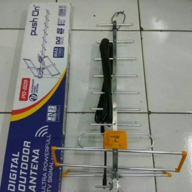 antena outdoor digital + kabel 10 meter merk push on PO-809 bs stb dvb