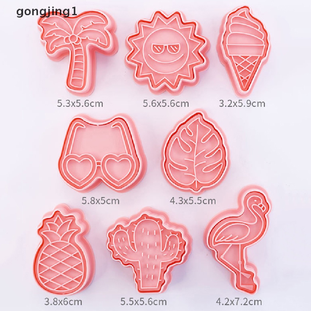 Ggg 8Pcs Hawaii 3D Cetakan Biskuit Embos Cookie Cutter Mold DIY Baking Tools ID