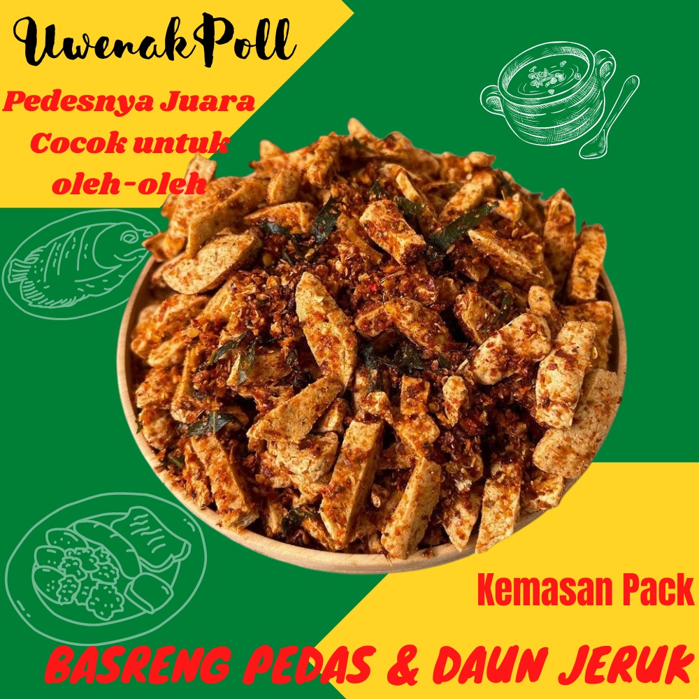 

Basreng Pedas Gurih & Daun Jeruk Camilan Nikmat Kemasan 50gr & 100gr Dijamin Uwenak poll