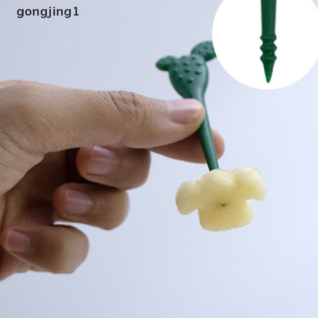 Ggg 3Pcs Garpu Buah Plastik Kaktus Pilihan Makanan Anak Snack Kue Dessert Fork ID