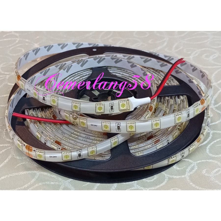 LED Strip Flexible 5050 24V putih 300 LED/Roll WaterProof IP44