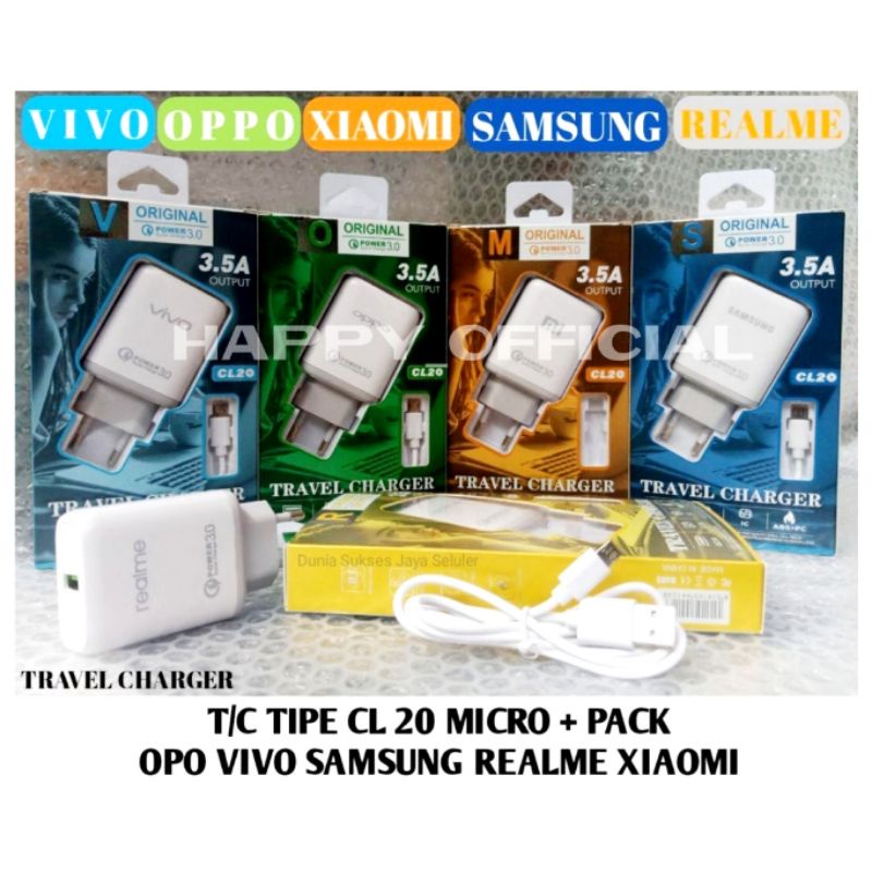 Tc Charger Branded CL20 + Pack Import CL 20 Micro Usb