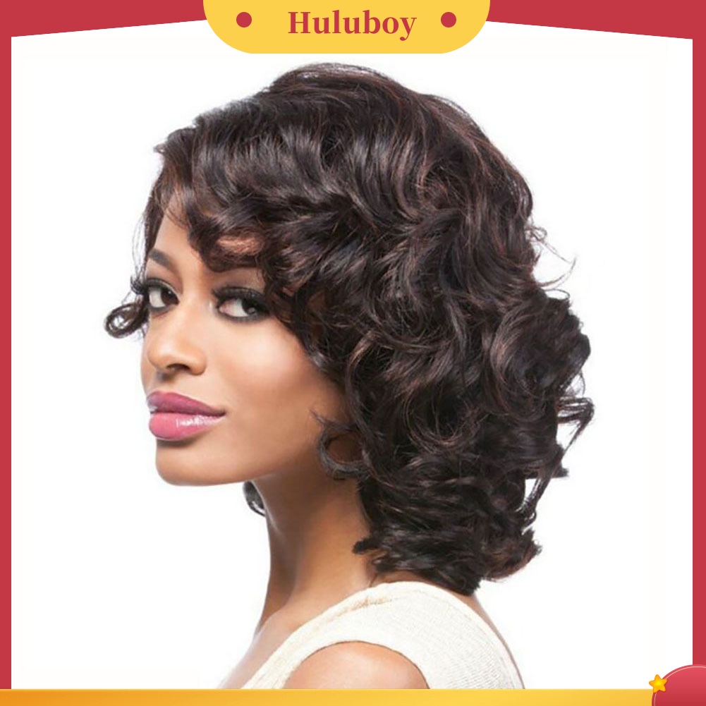 Wig Rambut Pendek Keriting Bahan Serat Sintetis Untuk Wanita