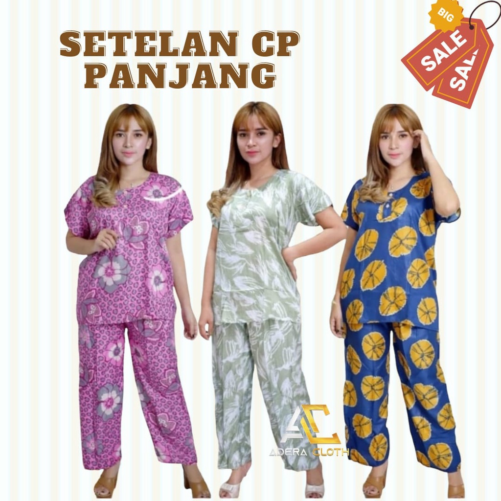PAKET 3 PCS SETELAN PANJANG - cp panjang rayon - setelan baju tidur lengan pendek - piyama rayon kek