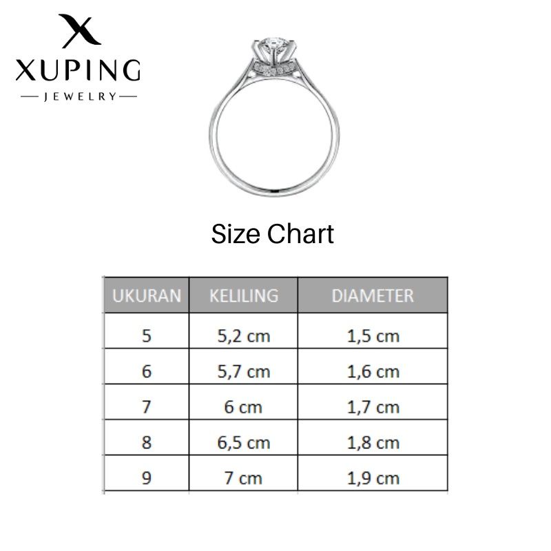 Cincin Xuping Asli Original Tembaga Lapis Emas Perhiasan Aksesoris Wanita Permata Putih Motif Ring Jewelry Mewah Daun Bukan Titanium