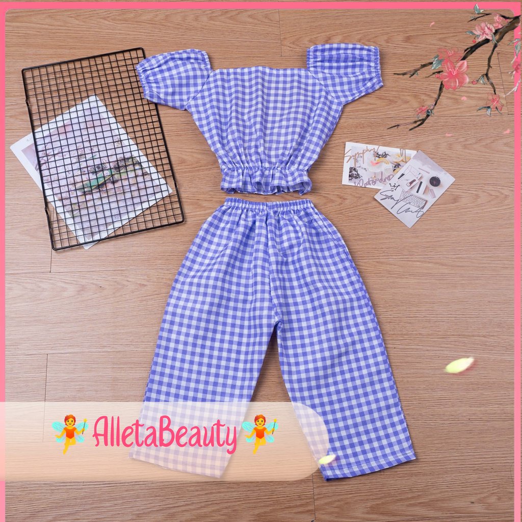 AB✓ Setelan Tartan Anak Perempuan / SET TARTAN CELANA PANJANG / Setelan Celana Panjang / baju anak p