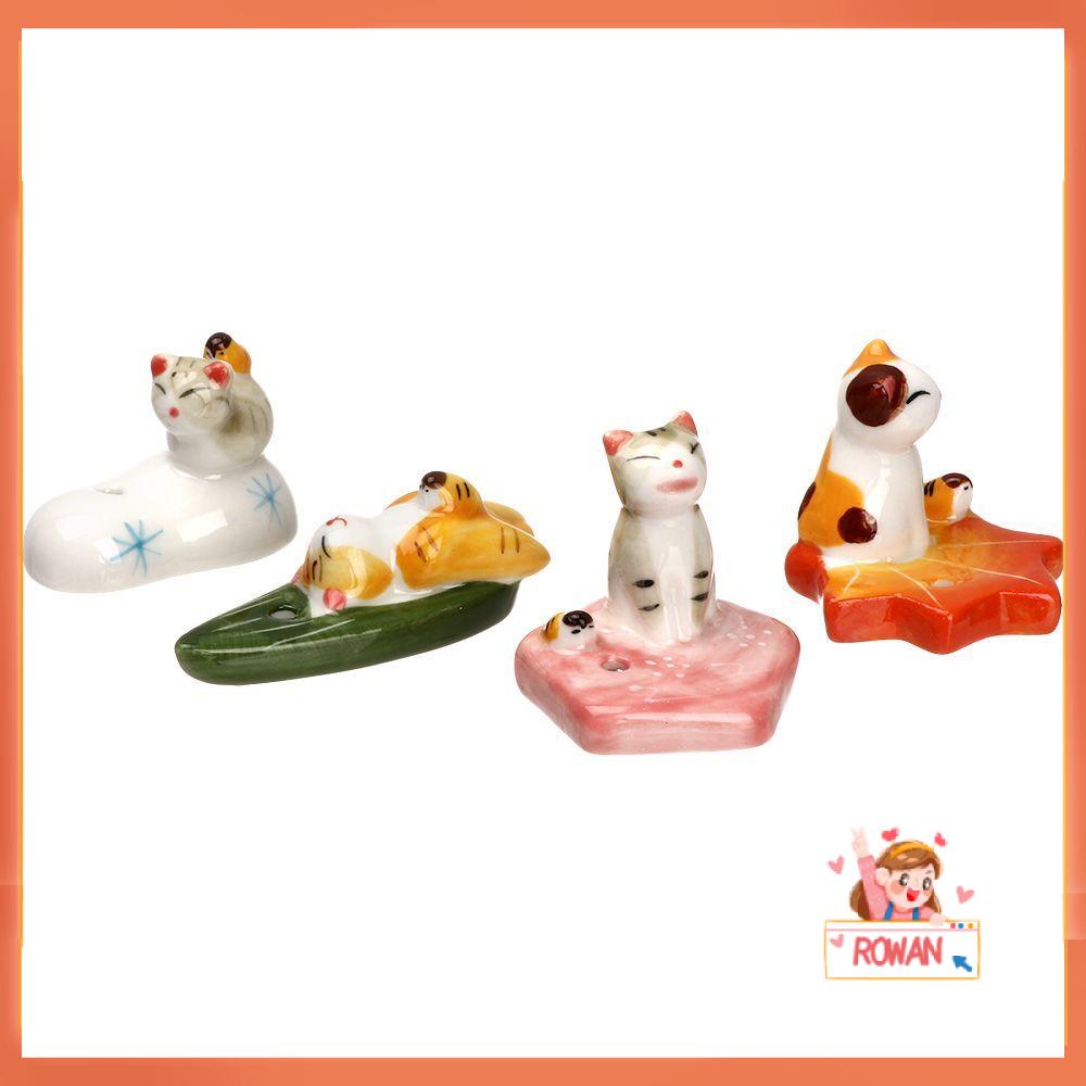 R-bunga 4pcs/Set Tempat Bakar Dupa Ornamen Incense Censer Decoration Ceramic