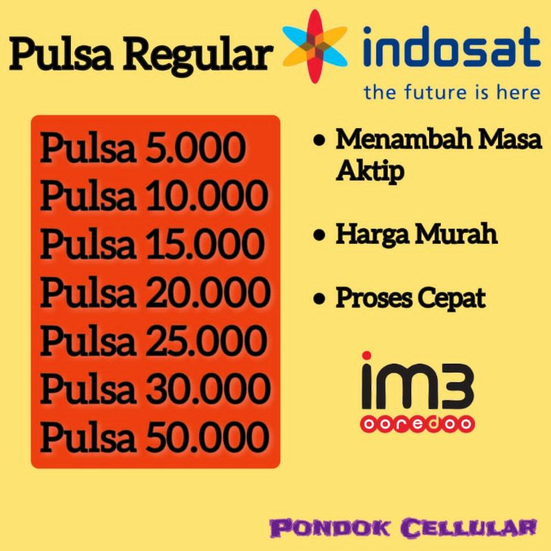 Jual pulsa indosat im3 nominal 5 - 50rb