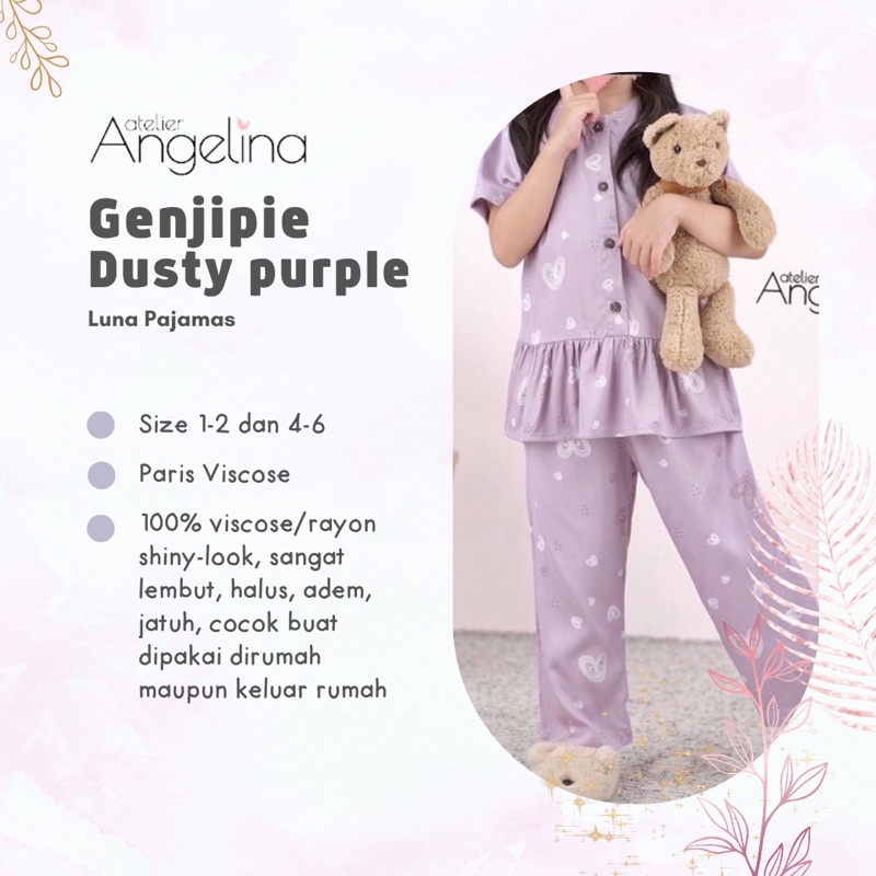 (1-2, 4-6) Anna Little Luna Genjipie Genji Pie Dusty Purple Pajamas Piyama Anak Baju Tidur by Atelie