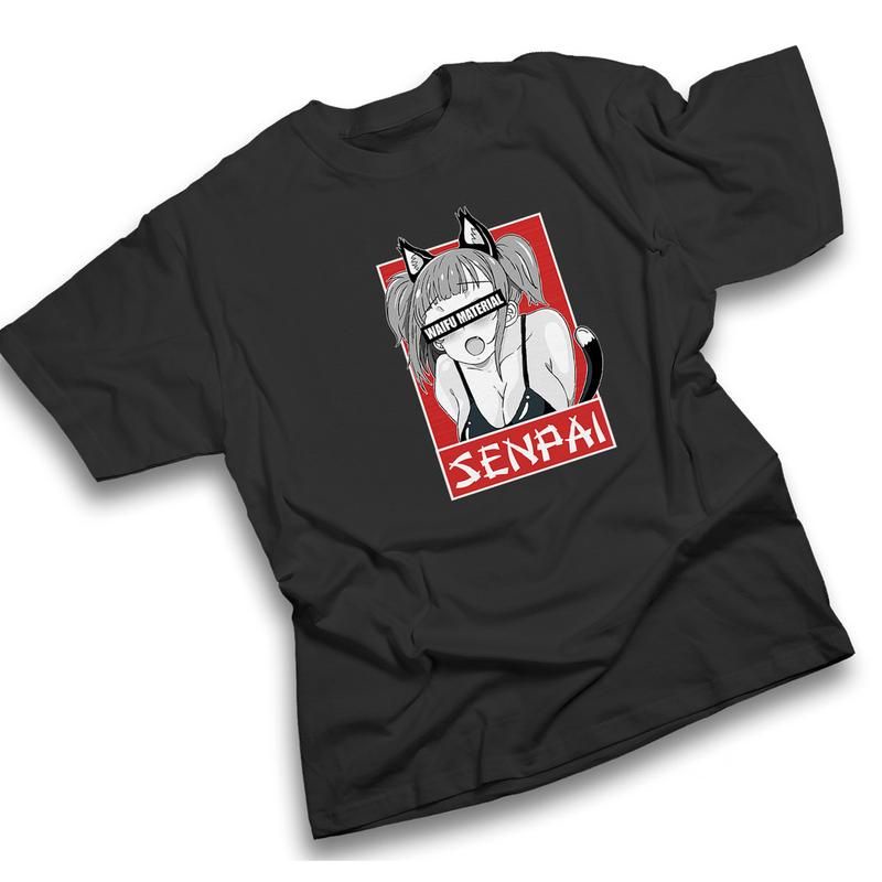 Kaos Anime Waifu Material Senpai T-shirt Wibu Atasan Distro Pria Wanita Termurah