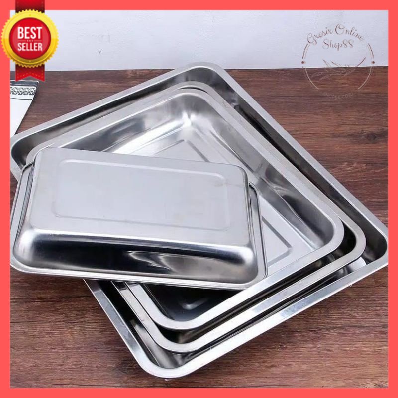 GOS - B305- Nampan Stainless Steel - Nampan Persegi 32x22cm - Baking Tray