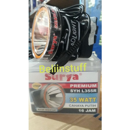 Lampu Senter Kepala SURYA premium lithium SYH L355R 35watt-cahaya putih