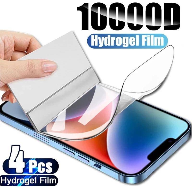 4pcs HD Hydrogel Film Untuk iPhone 11 12 13 14 Pro Max Mini Plus Pelindung Layar Untuk iPhone 6 6s 78 Plus SE 2020 2022 X Xs XR Max Back Film