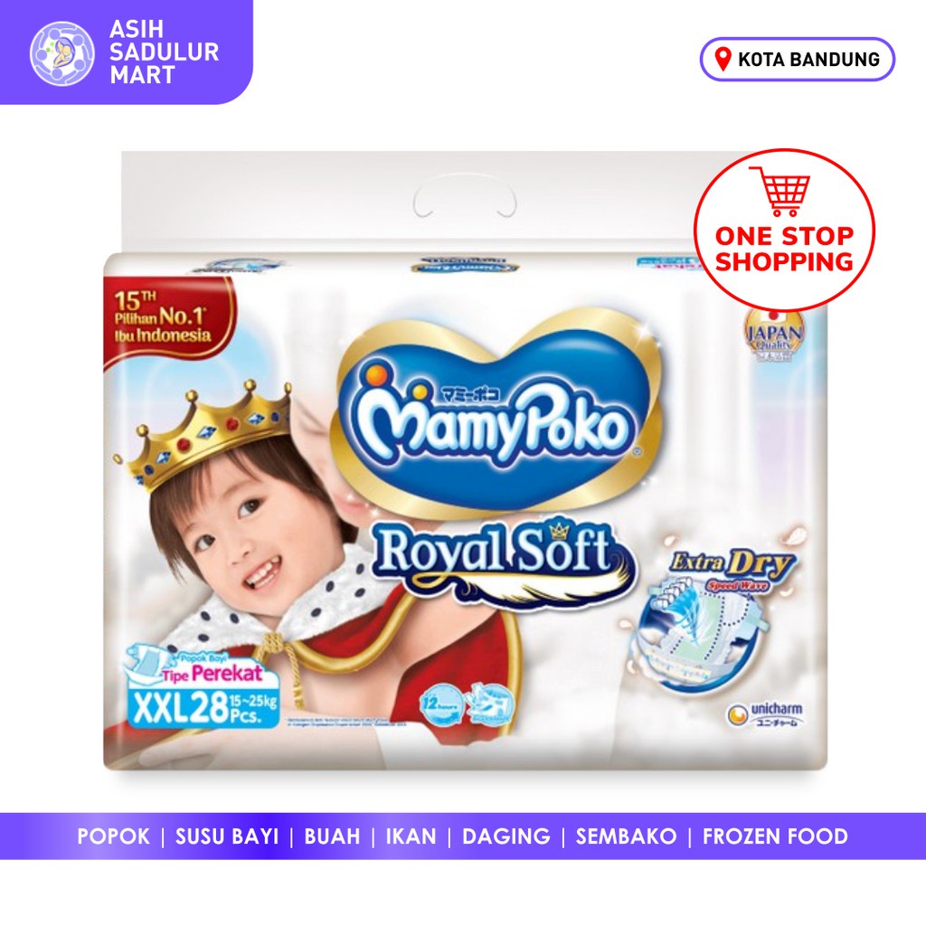 Mamypoko Royal Soft XXL28 Perekat Popok Bayi Bandung Murah Promo