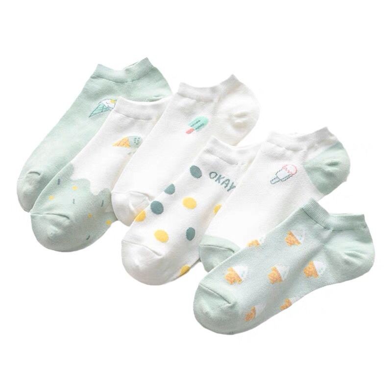 Kaos Kaki Motif Ice Cream QLBJL Kaos Kaki Lucu Dewasa Ankle Socks kaus Kaki Pendek Kaos Kaki Motif Lucu Dewasa pria wanita