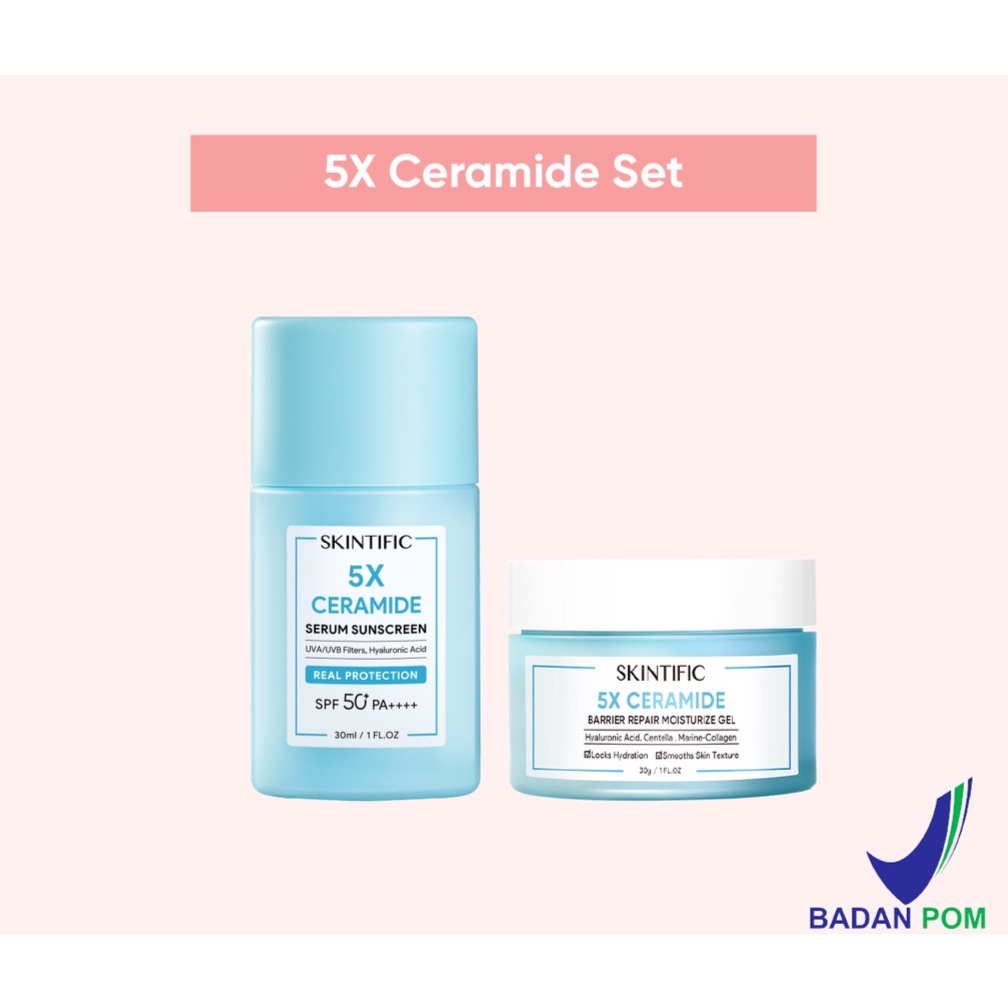 [Ready Stock] ori SKINTIFIC 5X Ceramide Serum Sunscreen Sunblock Face Sunscreen + 5X Ceramide Barrier Repair Moisture Gel Moisturizer Pelembab Wajah Face Cream Day Night Cream