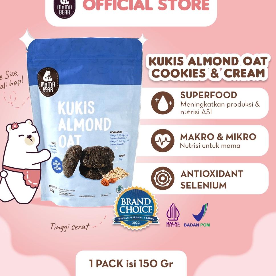 

ゎ MamaBear Kukis Almond Oat rasa Cookies & Cream | Pelancar ASI | ASI Booster え