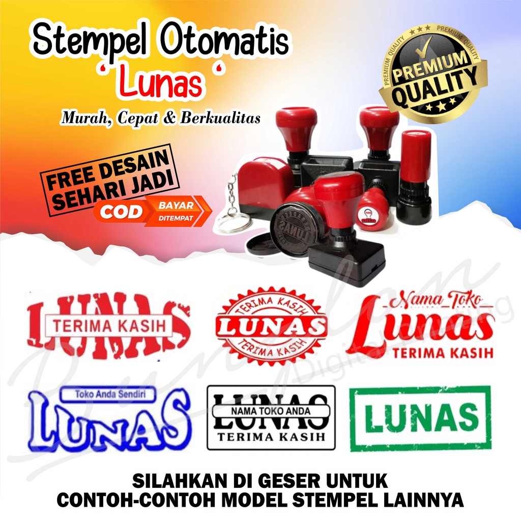 

Stempel Otomatis Lunas, Stempel Lunas, Karang Taruna, Apotek, Dll