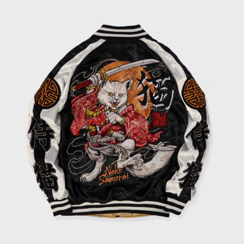 SUKAJAN JACKET MEMPHIS - NEKOSAMURAI (black & navy)