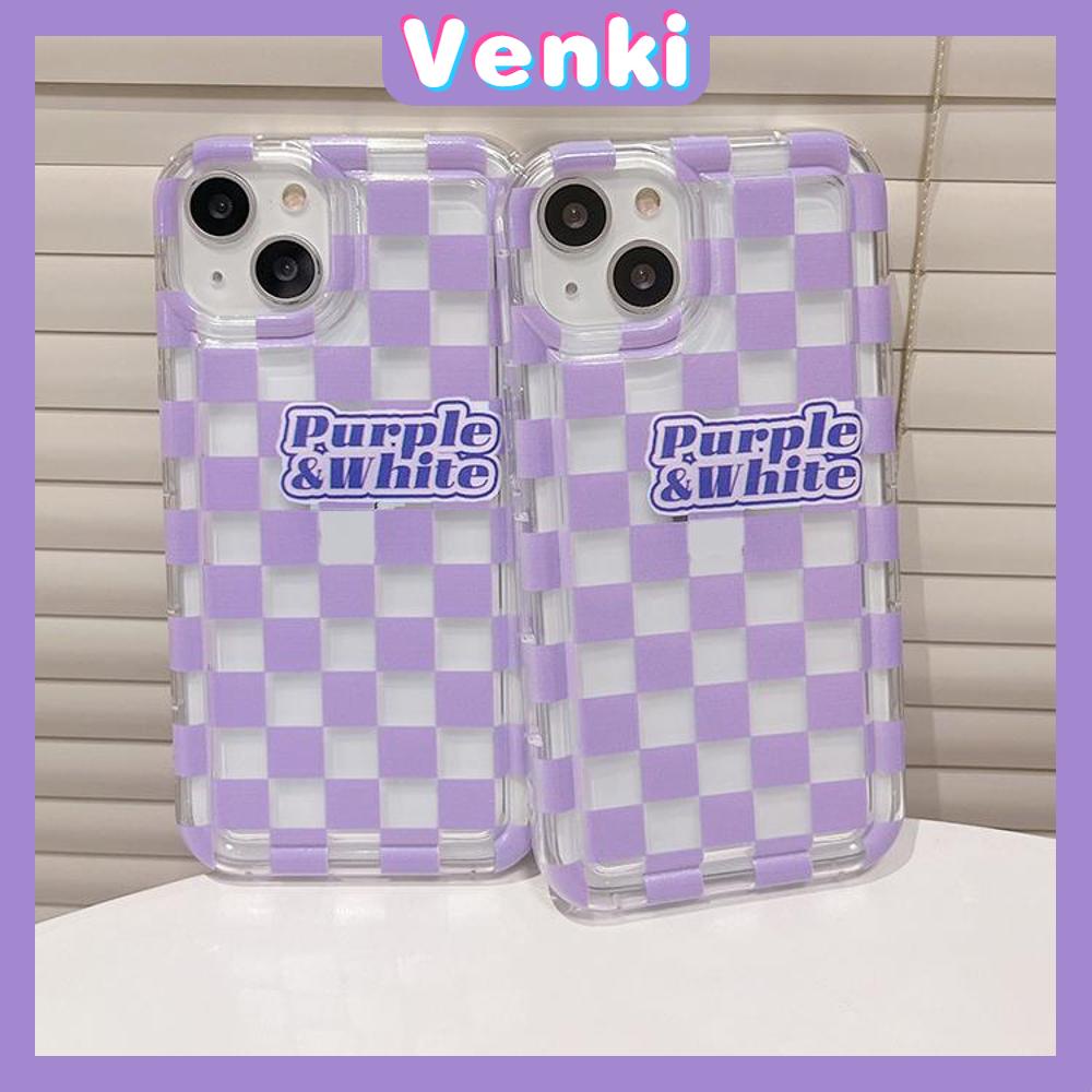 Case For iPhone 14 Pro Max TPU Soft Jelly Airbag Case Purple Checkerboard Clear Case Camera Protection Shockproof For iPhone 14 13 12 11 Plus Pro Max 7 Plus X XR
