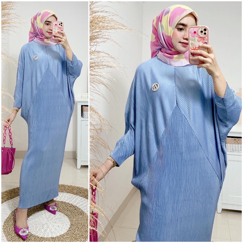 Aqila batwing pleats dress / dress batwing plisket / kaftan plisket