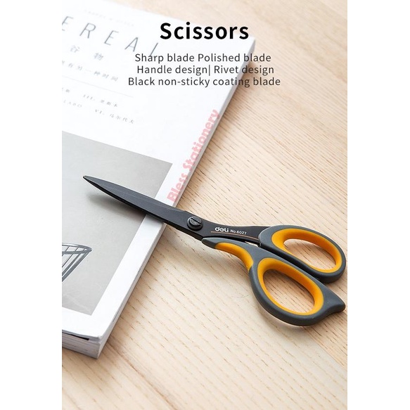 

Deli Gunting anti lengket 175mm - Soft handle Scissors (E6027)