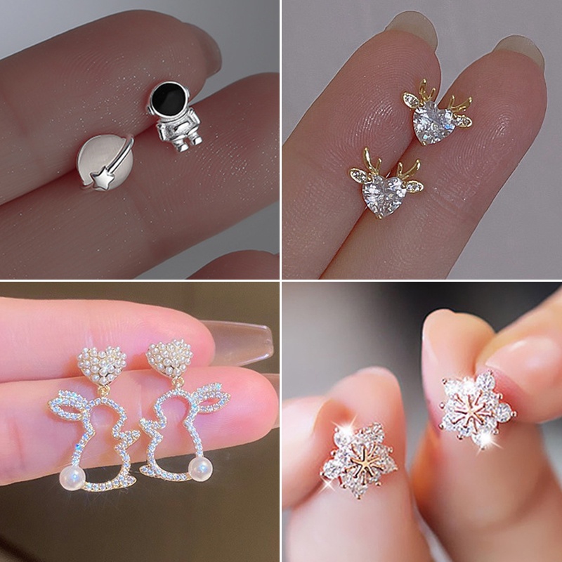 Korea Fashion s925 Perak Jarum Anting Kecil Sederhana Wanita Mahasiswa Stud Earrings Hadiah Perhiasan