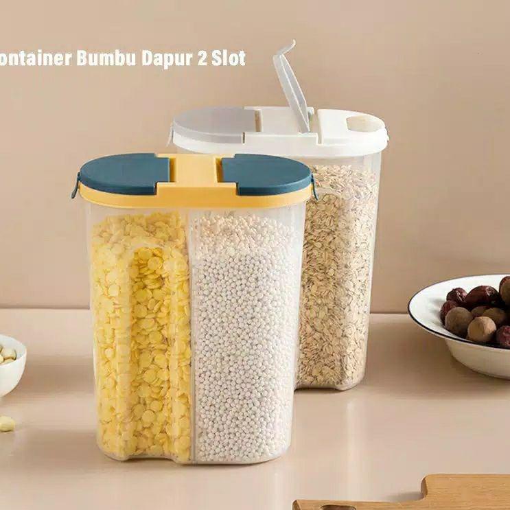 First Quality Toples 2 Sekat Storage Jar 2 Sekat Tempat Penyimpan Cereal BESAR