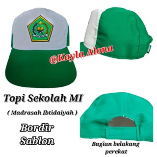 Jual Topi Sekolah MI / Madrasah Ibtidaiyah / Topi Hijau Putih Bordir ...