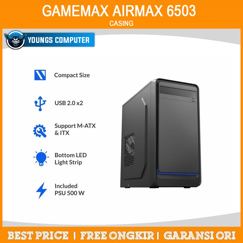 CASING GAMEMAX AIRMAX 6503 include PSU 500W | Micro-ATX PC Case