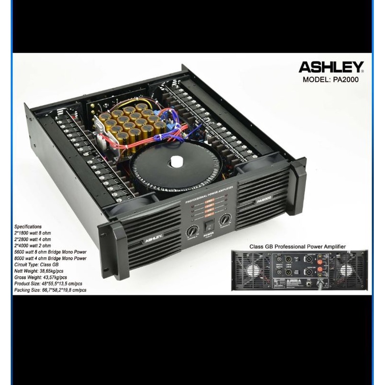 power amplifier ashley pa2000 pa 2000 class GB garansi original