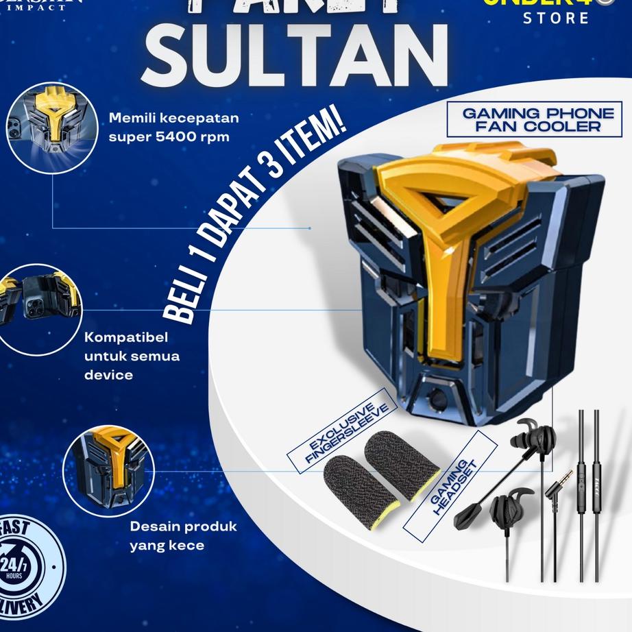 Terbaik PAKET SULTAN - Pendingin HP - Kipas HP Gaming Cooler HP, Cooling Fan HP+ Sarung Jempol  + Ga