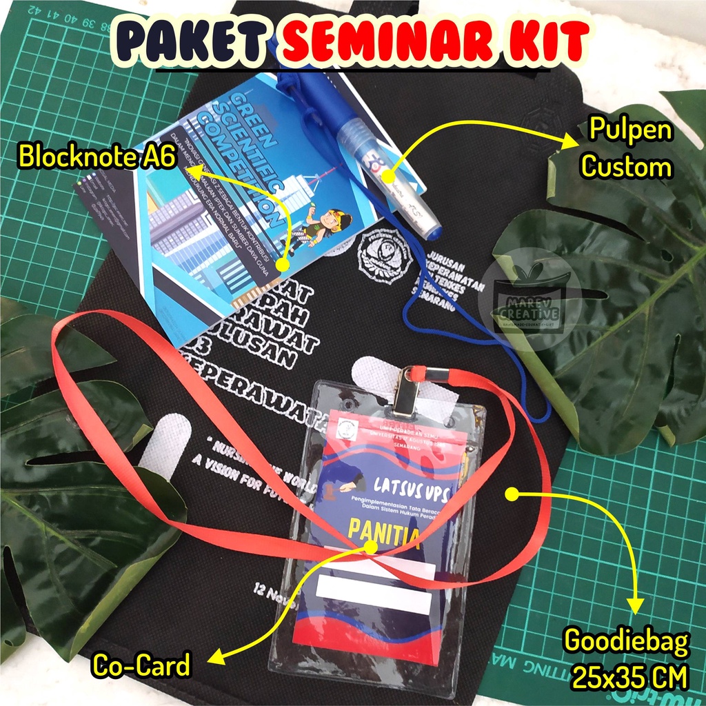 Seminar Kit Paket : Seminar Kit Tas custom (25x35) , Block Note A6 , Co Card , Pulpen Custom