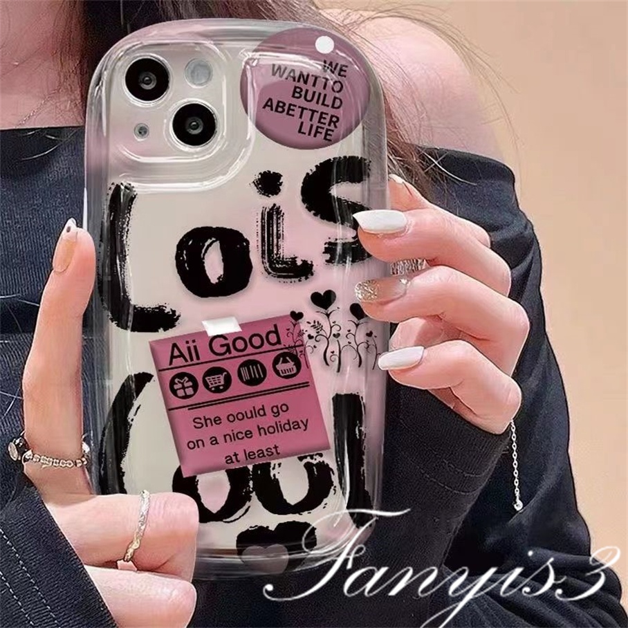 Compatible For IPhone 14 13 12 11 Pro Max X XR Xs Max 8 7 Plus SE 2020 Kompatibel Untuk Ins Huruf Inggris Graffiti Phone Case Bening TPU Lembut Cover Pelindung