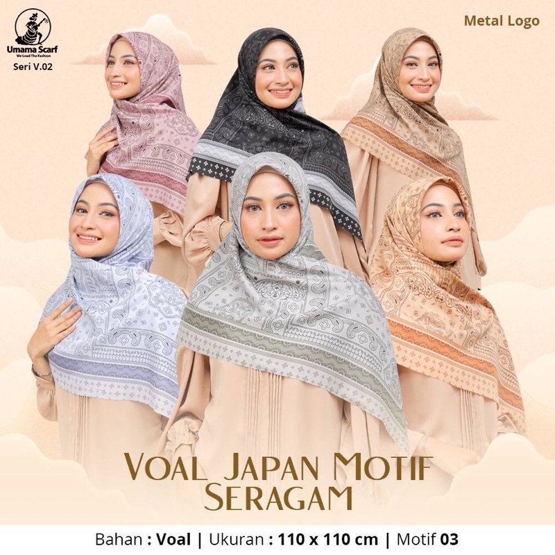 HIJAB VOAL MOTIF UMAMA OSAKA JAPAN HIJAB SQUARE MOTIF SEGIEMPAT/HIJAB MOTIF