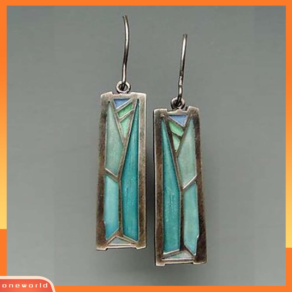 [WONE] Vintage Wanita Multicolor Imitasi Labradorite Pendant Hook Anting Perhiasan