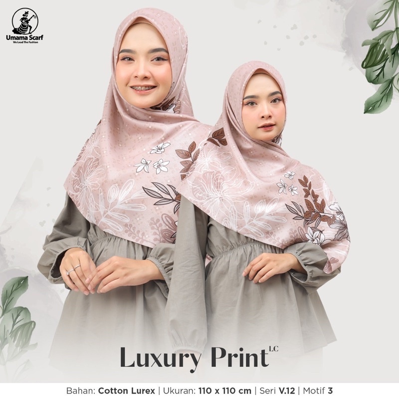 (V.12) PART 1 SEGIEMPAT LUXURY PRINT LC MOTIF ICON METAL LOGO UMAMA SCARF