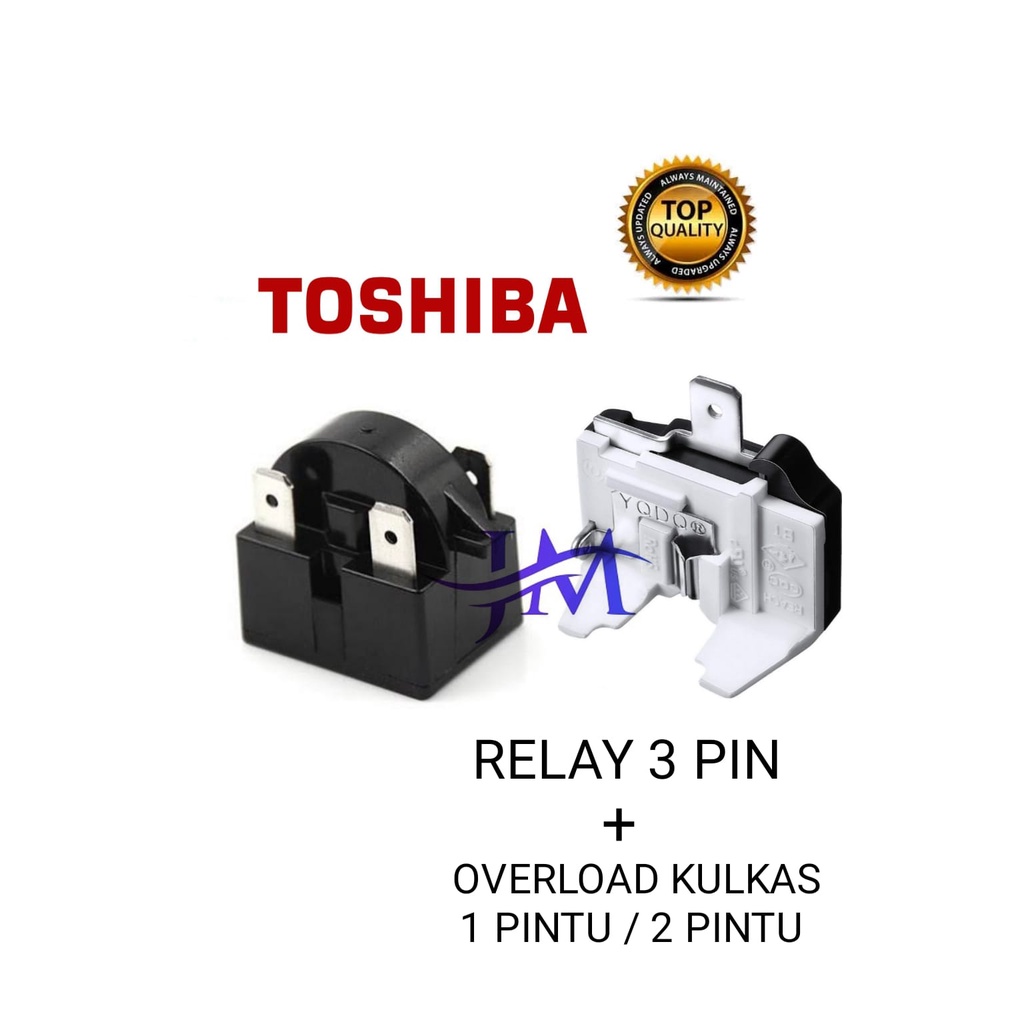 [ BISA COD ] Relay 3 Pin + Ptc Overload Kulkas 1 pintu / 2 pintu TOSHIBA