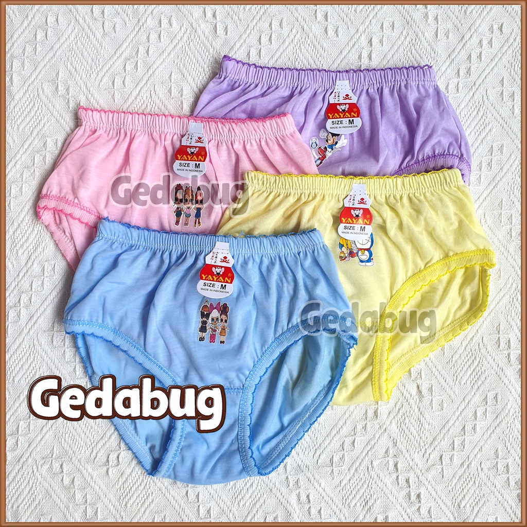 3 Pcs - Celana Dalam Anak YAYAN Warna / CD Anak Perempuan 1-8 th Renda Kerut | Gedabug