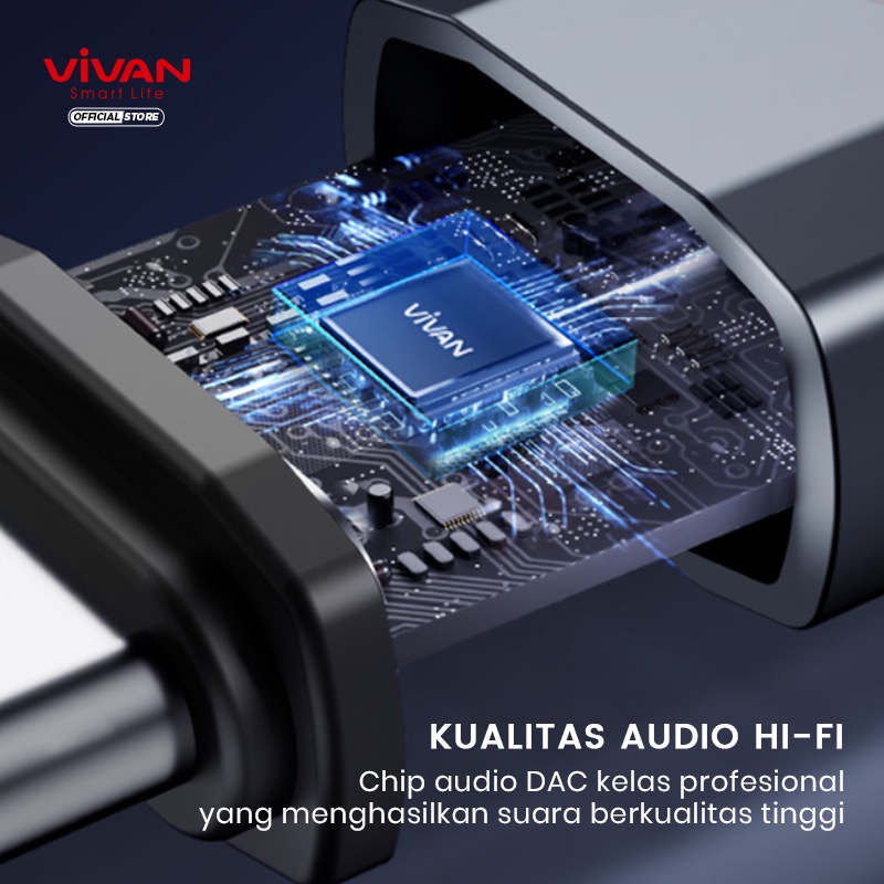 VIVAN Kabel Converter Type C to Jack AUX 3.5mm VAC01 Audio All in One-Garansi Resmi 1 year