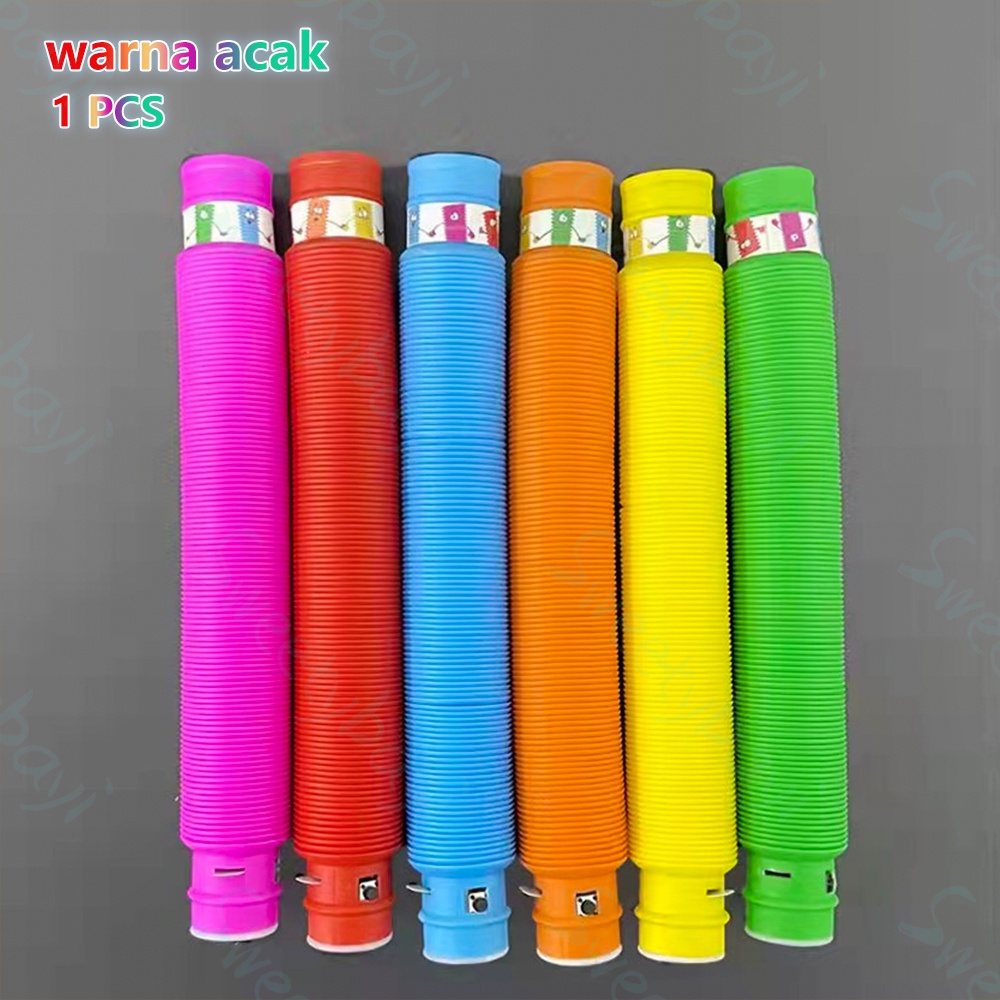 Sweetybayi Mainan light up pop pipes Pop tubes led Pop tubes fidget sensory toys warna acak